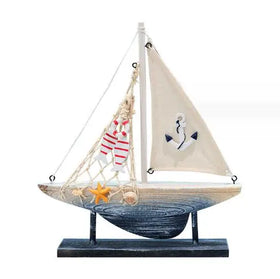 Mediterranean Sailboat Model Plain Sailing Creative Table Furnishings Wooden Boat Decoration Handicrafts