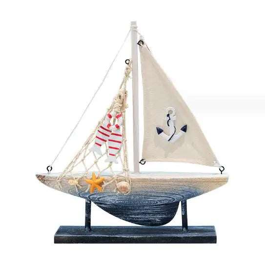 Mediterranean Sailboat Model Plain Sailing Creative Table Furnishings Wooden Boat Decoration Handicrafts