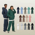 Wholesale 2025 New Design Solid Activewear Custom Logo 2 Pcs Jogger Fleece Hoodies Set Casual Sweat Suits Pullover Style Hooded