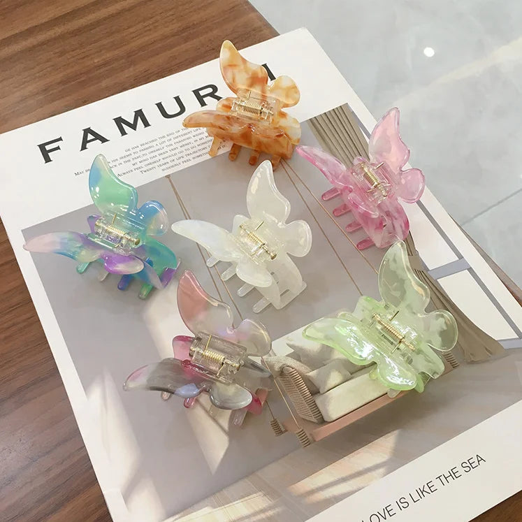 Fashion Ins Colorful Hair Clips for Girls Korean Style Cellulose Acetate  Butterfly Hair Claw Clip