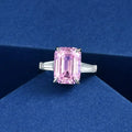 925 Sterling Silver Three Stone Rings Emerald Cut Center Zircon Diamonds White Gold Plated Emerald Cut Diamond Ring