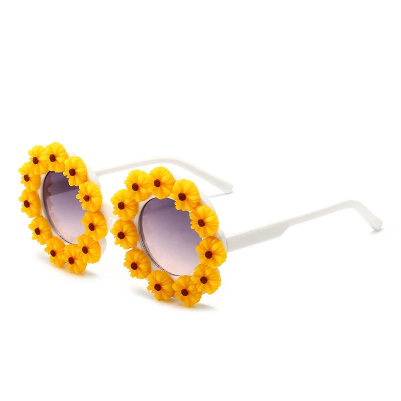 Cute Kids Sun Glasses 2025 UV Protected Children Sunglasses Round Flower Shape Sunglasses