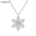 LUOTEEMI New Women Christmas Gift a AA CZ Quality Long Chain Snowflake Flower Pendant Sweater Necklace