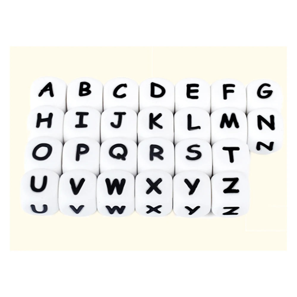 10mm DIY Teether Beads BPA Free Alphabet Letter Silicone Letter Beads Silicon Beads
