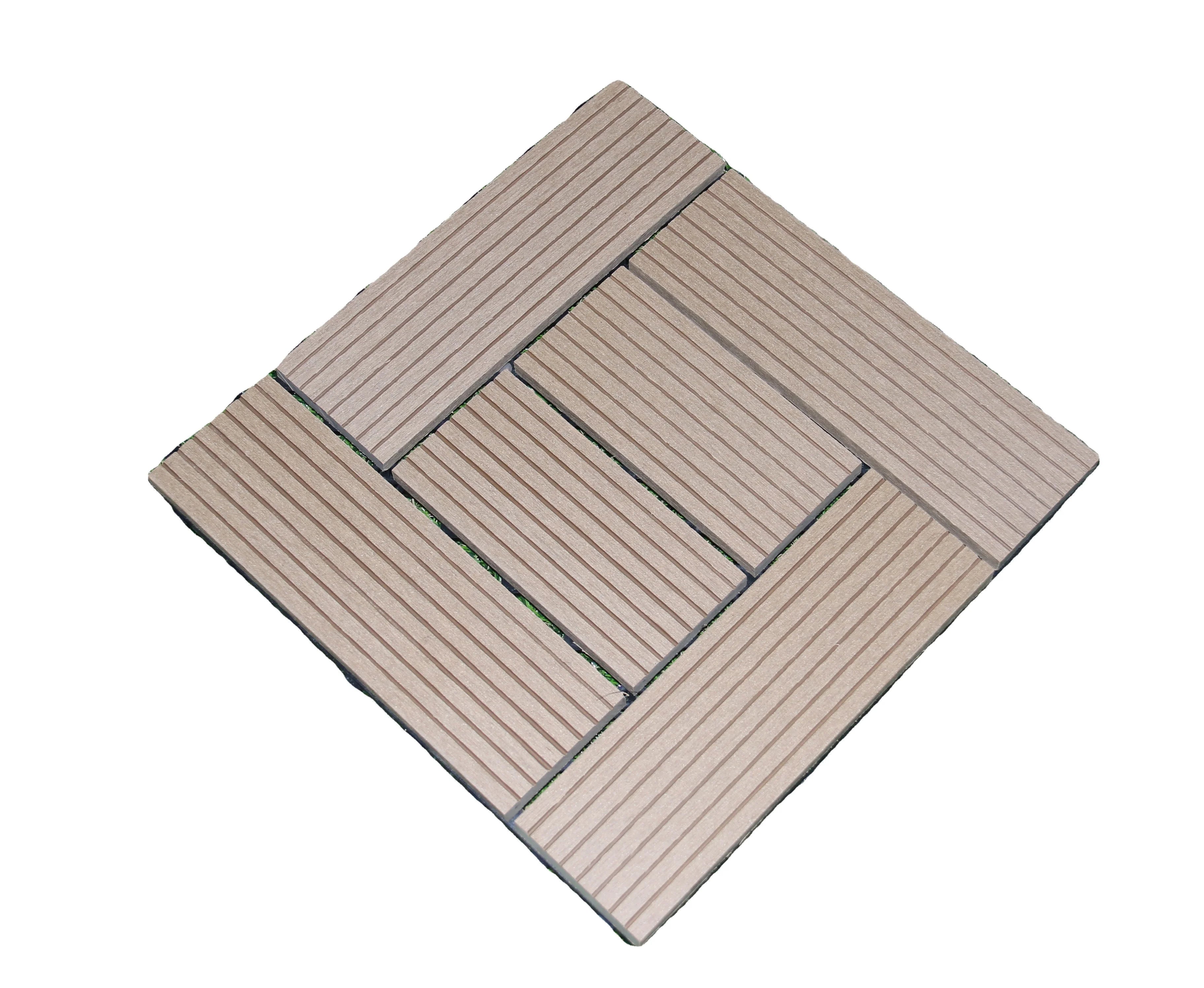 Cheap Price Modern Interlocking Anti-Slip Waterproof Fireproof Eco-Friendly Brushed WPC DIY Decking Tiles 5-Year Warranty for