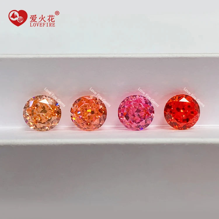 4K Round Brilliant Cut Wholesale Price Orange Red Multicolour Synthetic Loose Gemstone Crushed Ice Cut Cubic Zirconia Stones