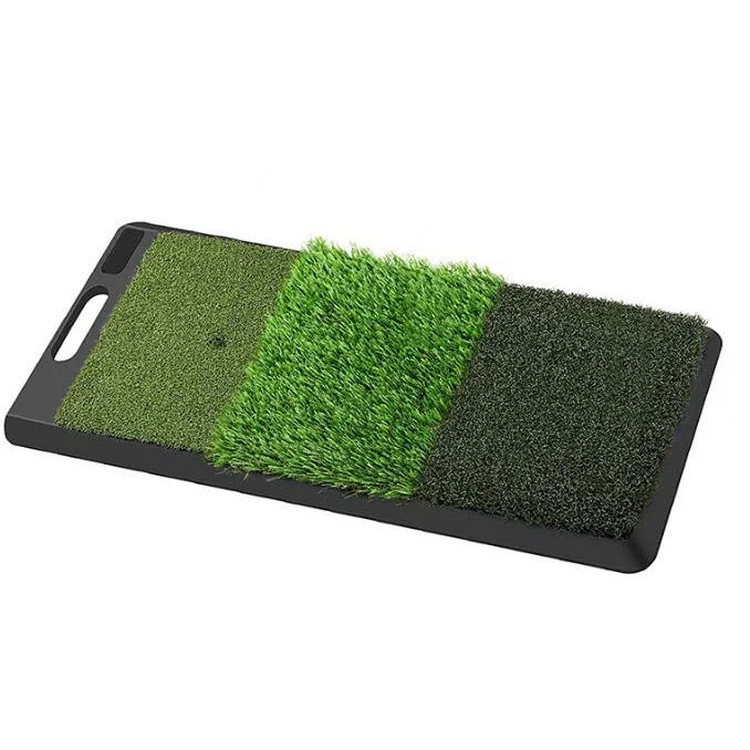 Easy Carry Golf Practice Mat Indoor Golf Swing Mat Long and Short Grass 3 in 1 Tri-turf Golf Hitting Mat
