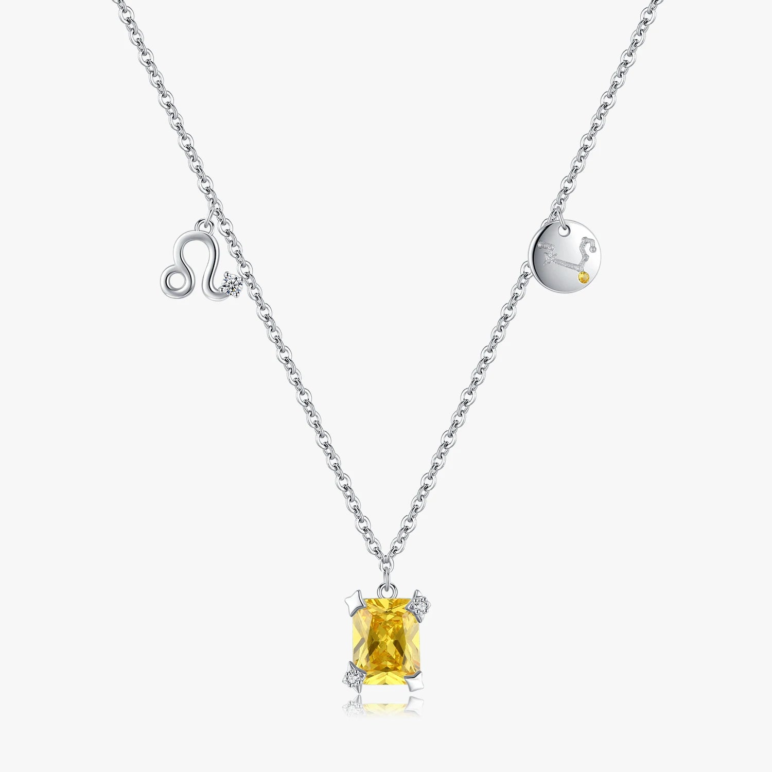 925 Sterling Silver Fashion Fine Jewelry Signs of Zodiac Leo Symbol Brand Charms Pendant Link Chain Necklace