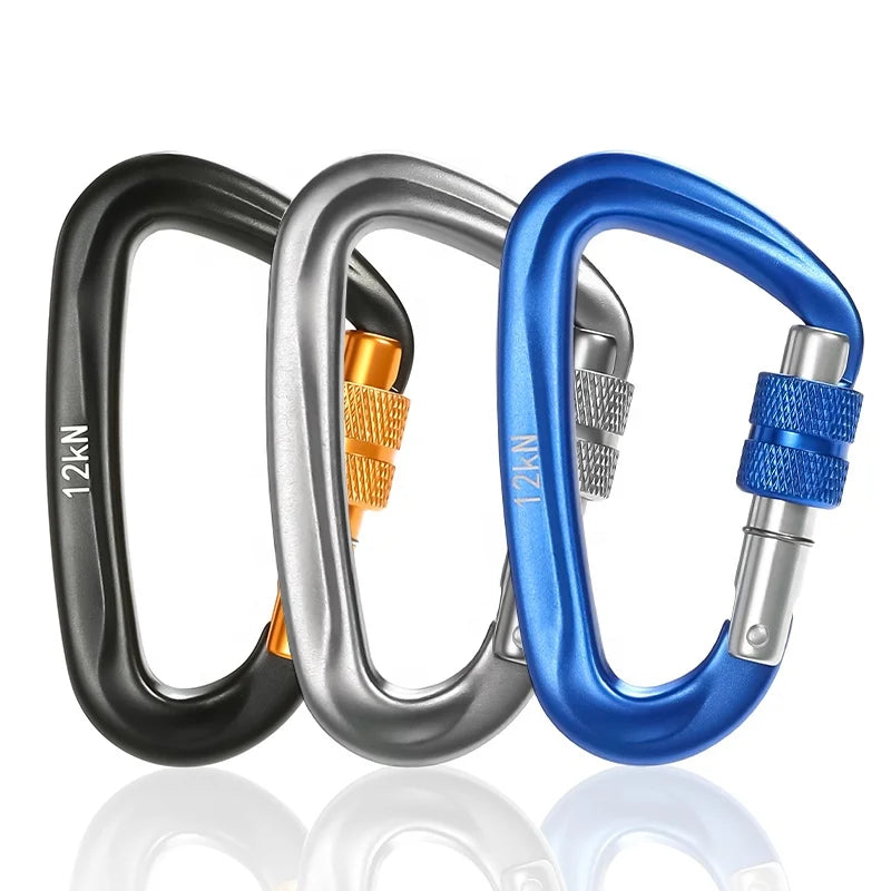 JRSGS Heavy Duty 12KN S7801B Carabiner Clip D-Ring Snap Hook Tool Carrier for Climbing and Industrial Use Aluminium Alloy