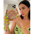 Beaded Phone Charm Fashion Acrylic Phone Lanyard Wrist Strap Heart Clay Beads Chain Anti Lost Women Phone Chain Keychain