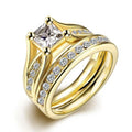 Wholesale 18K Gold Plated Luxury Wedding Couple Ring Engagement Rings Set Custom Tarnish Free Jewelry