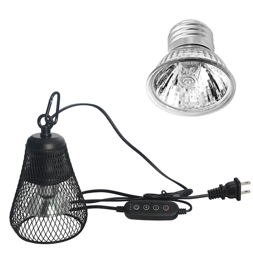 Timeable Dimmable Switch Reptile Heat Lamp 360 Rotatable Heavy Arm for Basking Spot for Animal Enclosures Aquariums Plastic