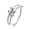 Gold Silver Plated Double Layered Beads Rotate Freely Anxiety Sliding Bead Adjustable Opening Anti-stress Anxiety Fidget Ring