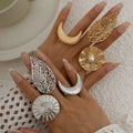 Retro Metal Stackable Moon/Sun/Leaf Fashion Ring Jewel for Women Trendy Lady Party Fine Finger Rings Fashion Jewelry Accessories
