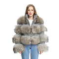 Elegant Cropped Fur Jacket Custom Color Women Fluffy Raccoon Fur Coat