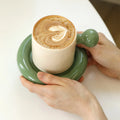 Factory Direct Small Ball Handle Ceramic Mug Retro Color-blocked Coffee Mug with Saucer Ins Style Couple Ceramic Mug