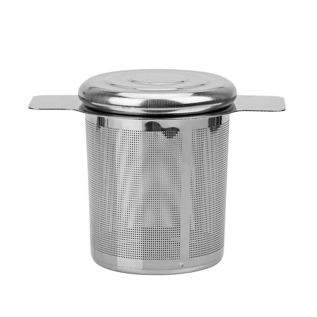 High Quality Factory Mesh Reusable 18/8 Stainless Steel Tea Strainer Tea Infuser Filters with Lid 2 Handles