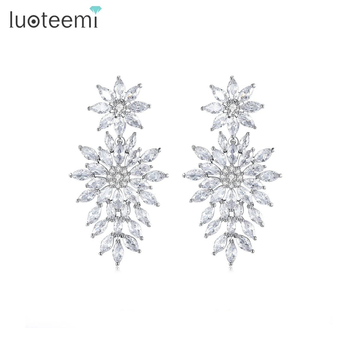 LUOTEEMI Cubic Zirconia Bridal 2026 Jewelry Pave Wedding Woman Fashion China Big Drop Earring