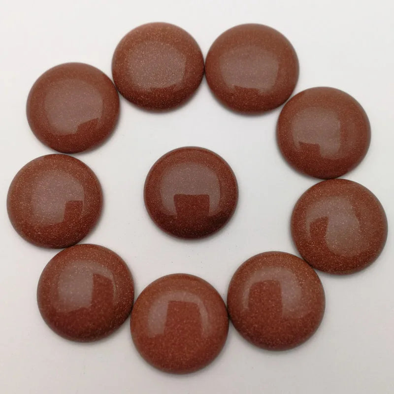 Huiying Gemstones 18mm Gold Sand Stone Cabochon Loose Gemstones Hand Polish Smooth & Flat Back Gemstone For Jewelry Healing Stone Crafts