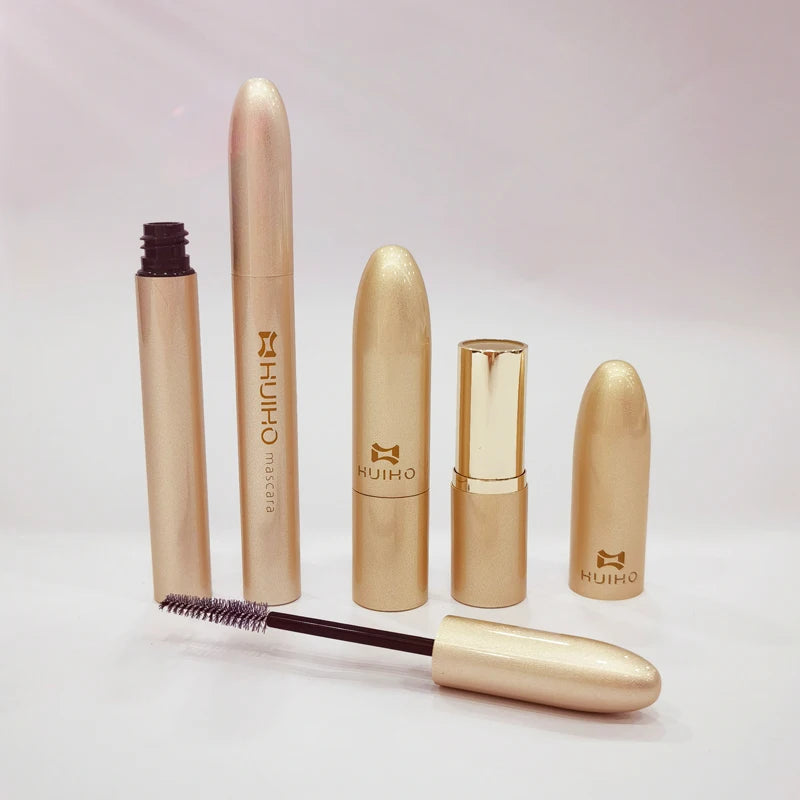 HUIHO Fashion Bullet Design 6ml Gold Shiny Empty Cosmetic Packaging Container Luxury Mascara Tube With Custom Logo