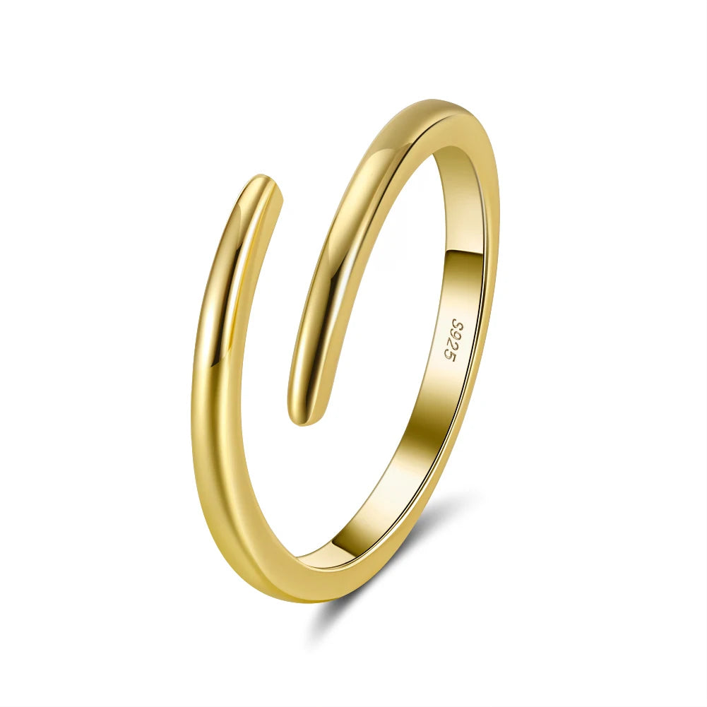 BAPR08 RINNTIN Fashionable Design 925 Sterling Silver 14K Gold Plated Open Twist Eternity Band for Women