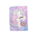 A5 Unicorn Plush Notebook Cute Girly Heart Design Spiral Student Cartoon Journal with 100 Inner Pages Wireless Glue Binding