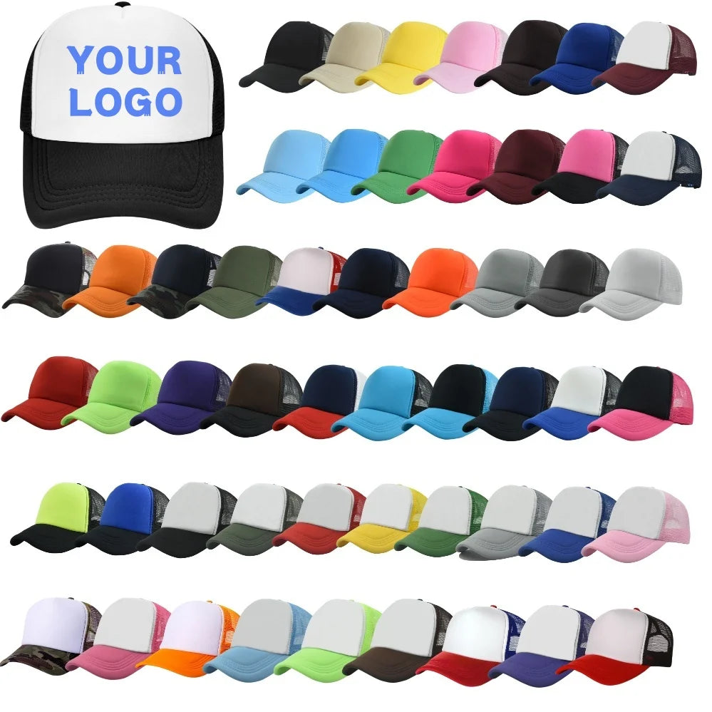 OTTO 5 Panels Foam Mesh Back Trucker Hats Caps Gorras 50+ Color Options Promotional Plain Blank Wholesales for Cycling Beach