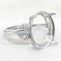 Sterling Silver 13*16mm Semi Mount Ring Empty Frame Blank Support Claws Setting S925 Base Holder Without Center Stone for Inlay