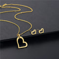 Heart Shaped Earrings Necklace Set Ornament Fashion Stainless Steel Pendant Necklace