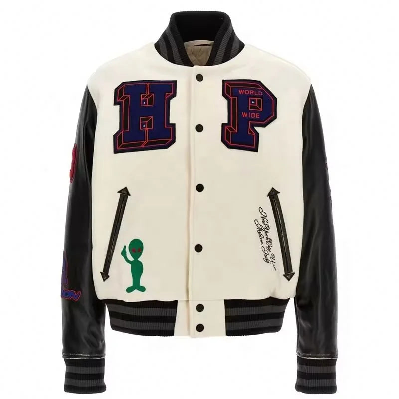Oem Custom Winter Fashion Blue Racing Chenille Embroidery Men's Women Cropped Knitted Varsity Jacket
