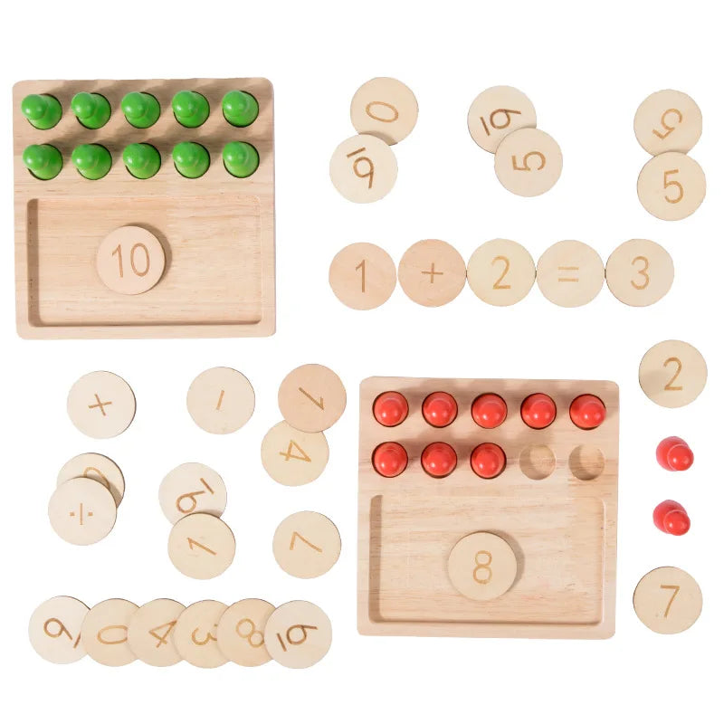 Montessori Baby Wooden Math Number Peg Counting Matching Board Game Educational Teaching Aids Learning Toys for Boys and Girls