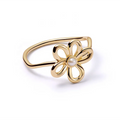 LOZRUNVE 925 Sterling Silver Gold Plated Fashion Wave Pearl Flower Ring Women