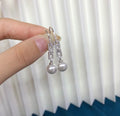 E2153 8-9mm DIY Natural Freshwater Pearl Charm Earrings Mounting Accessory 925 Sterling Silver Gold Plated  Jewelry for Women