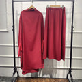 High Quality Turkish Abaya Muslim Dress Two Pieces Solid Color Plus Size Abaya Islamic Women Clothes Dubai Abaya Wholesale