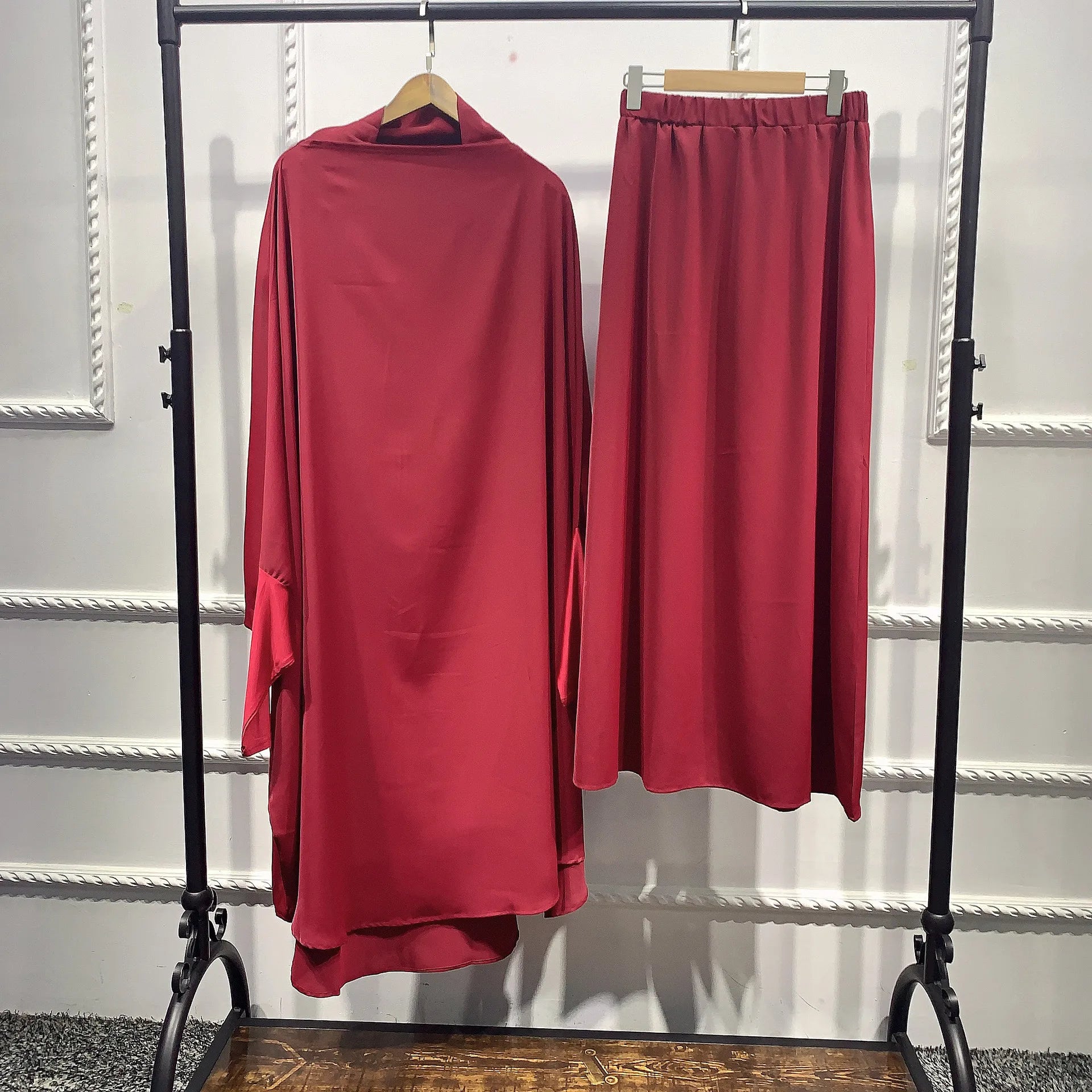 High Quality Turkish Abaya Muslim Dress Two Pieces Solid Color Plus Size Abaya Islamic Women Clothes Dubai Abaya Wholesale