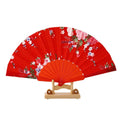 Custom 7-inch Bamboo Folding Hand Fan Silk Cloth Party Bamboo Antiquity Style Portable Advertising Folding Fan Plastic Handle