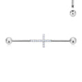 Fashion Children's Ear Piercing Cross Industrial Barbell Titanium 38mm Straight Bar Cartilage Earrings 16G Rose Gold Plated