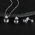 D1018 Abiding Jewelry Wholesale 9mm Black Fresh Water Pearl Statement Necklace Sets Pearl Earrings Jewelry Set for Girls