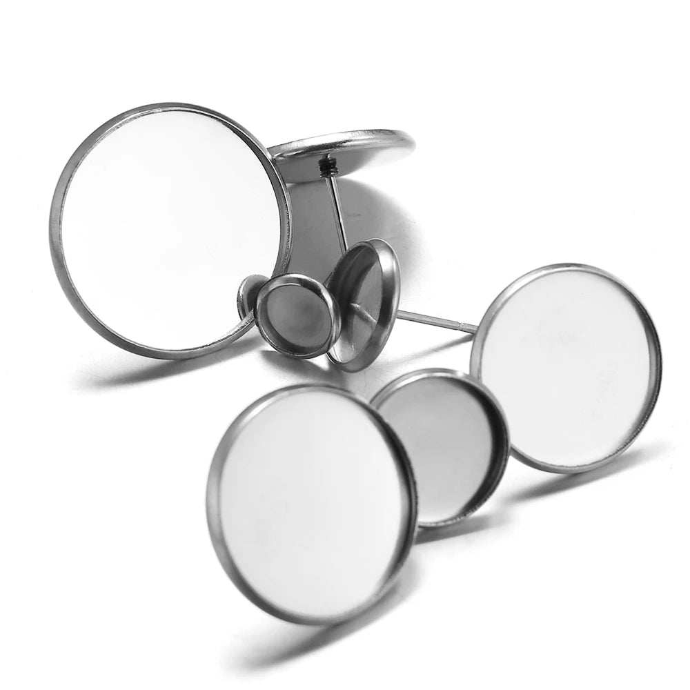 Wholesale Stainless Steel Round Connectors Stud Based Earrings for DIY Jewelry Making Accessories Findings