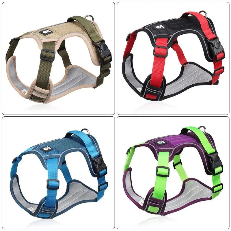 8-Point Force Distribution Harness for Large Dogs Durable Reflective Oxford Cloth No-Pull Control Walking/Training/Hiking