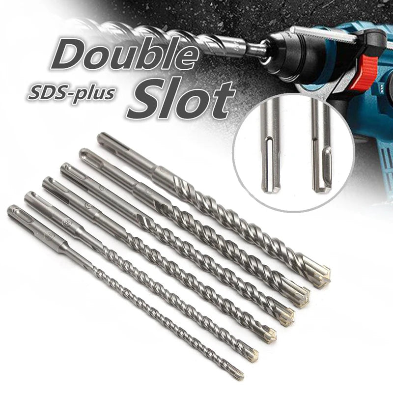 210mm 6/8/10/12/14mm SDS Plus Crosshead Twin Spiral Hammer Drill Bits Twist Wood Drilling