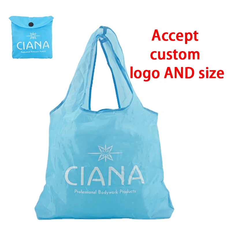 Washable Eco-Friendly Standard Nylon Polyester Foldable Grocery Tote Bag Polyester Reusable Folding Shopping Bag