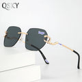 Custom Logo 2025 Metal Frameless Vintage Female UV400 Sunglass Women Men Rimless Rhinestone Cutting Lens Gradient Sun Glasses