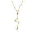 Fenny Wholesale 18K PVD Plated No Fade Elegant Long Tassel Star Crescent Pendant Adjustable Stainless Steel Necklace for Women