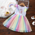 Toddler Pink Princess Dress Girls Birthday Party Performance Casual Dress Unicorn Skirt Girl Party Dress