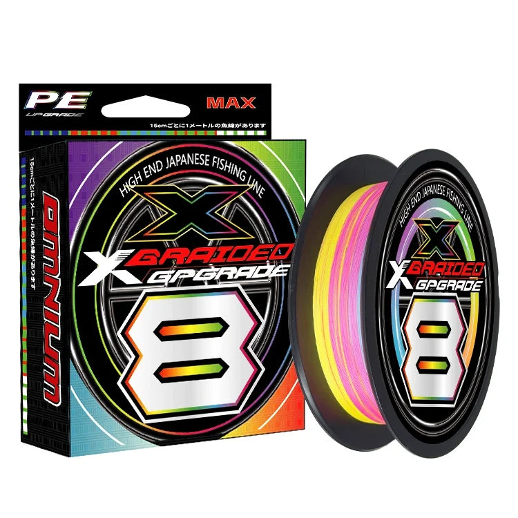 Japan Original YGKXbraid Upgrade X8 Never Fade Multicolor Multifilament Carp Bass Fishing Line 100m/150m/200m for Lake Fishing