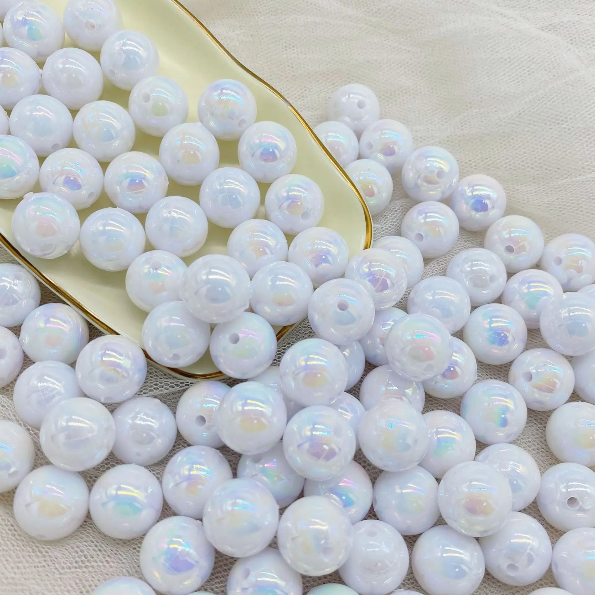 CJ Hot Sale 16mm Aurora Color Acrylic Beads Suitable for DIY Necklace Bracelet and Jewelry Accessories Acrylic Beads