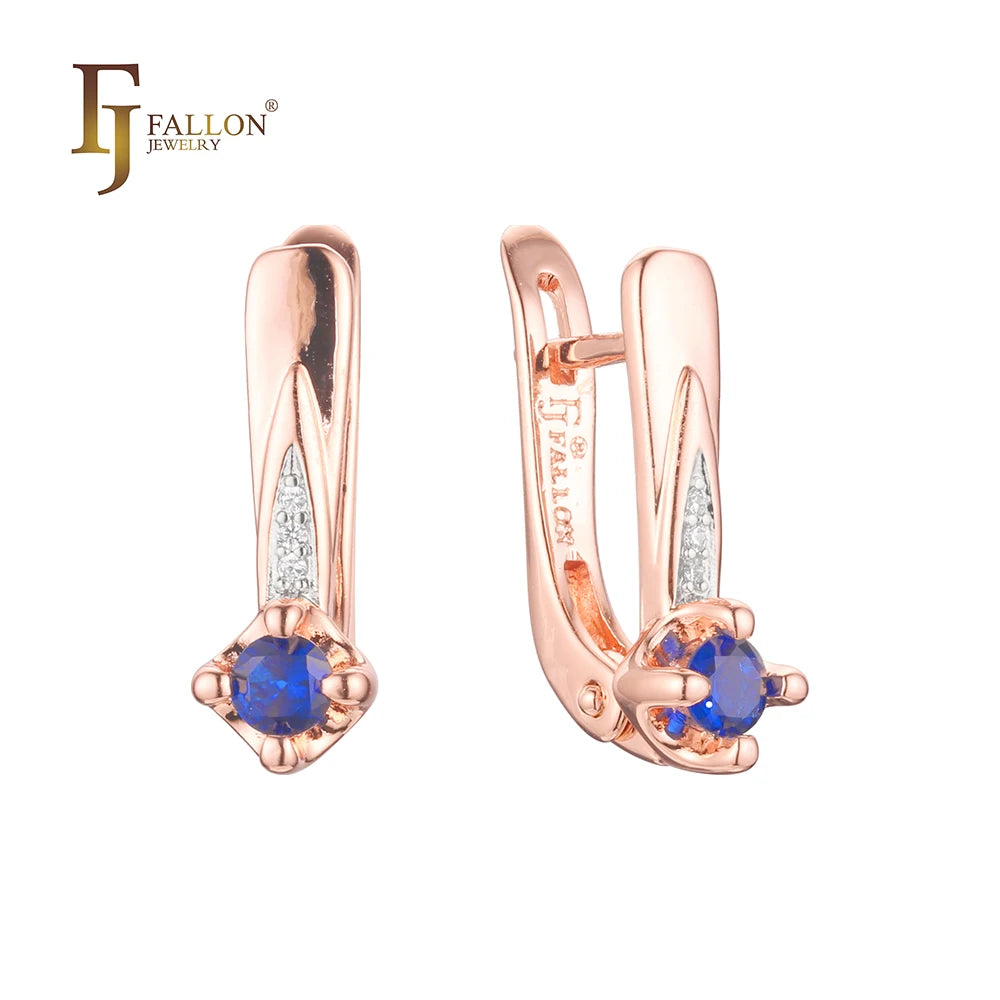 FJ Fallon Fashion Jewelry Cluster Earrings Plated in 585 Rose Gold Two Tone Brass Based