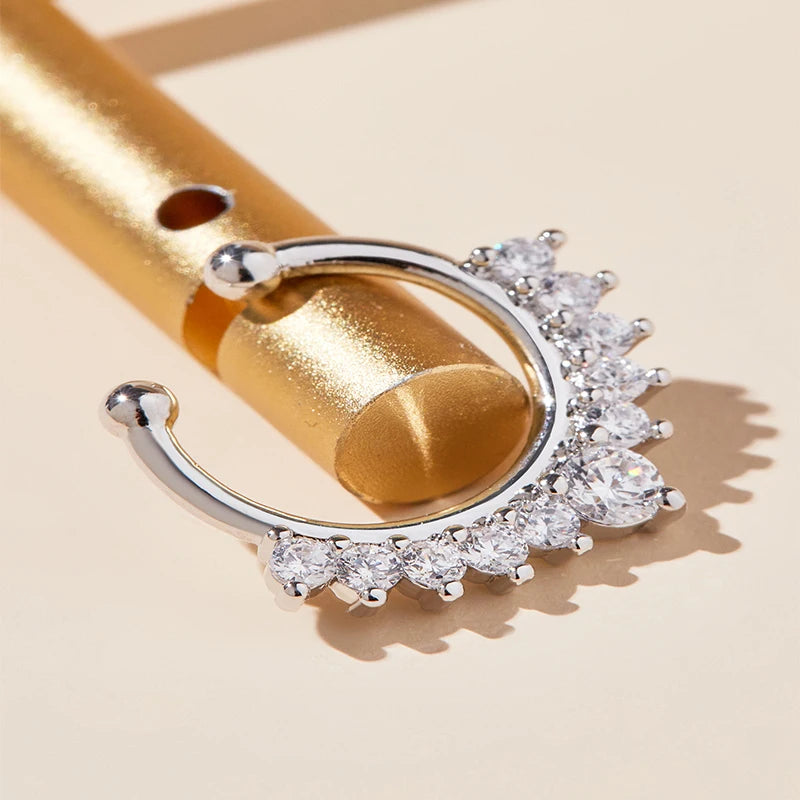 High Quality Original Moissanite Fake Nose Rings Crystal Rhinestone Zircon Daimon Copperl with Gold Plated for Weddings