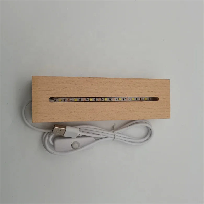 Wholesale 3D Rectangular LED Night Light Base Bottom Toggle Switch Battery Operated E27 GU10 Lamp Holder Wooden CE Certified